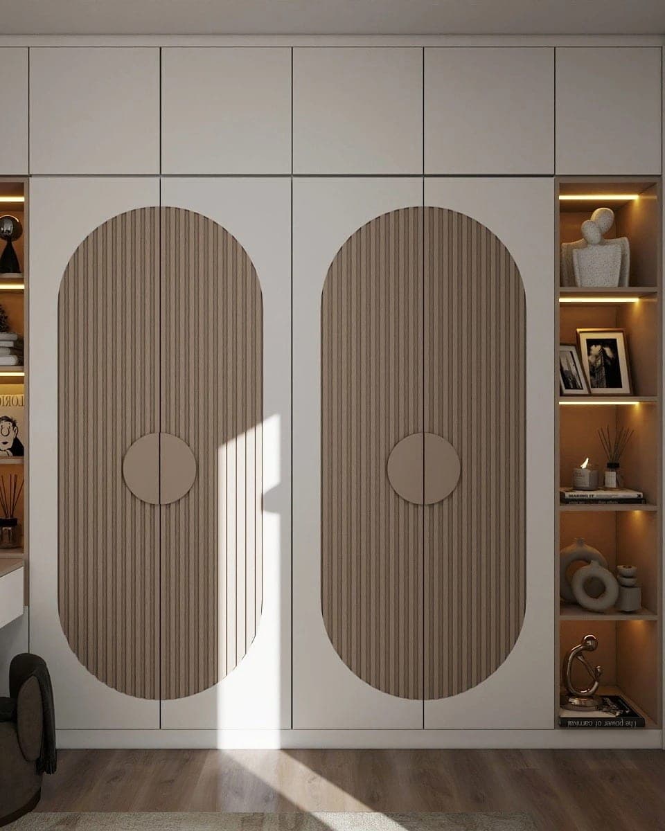 Apartment Interiors, wardrobe with ribbed oval doors