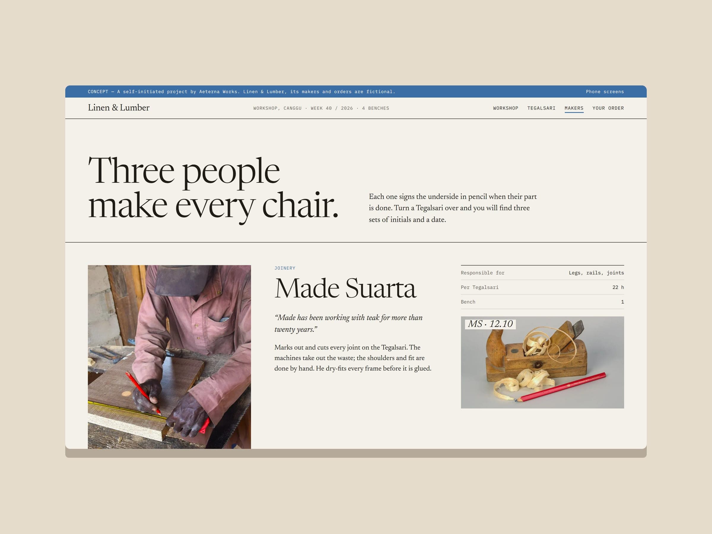 Linen & Lumber, makers page