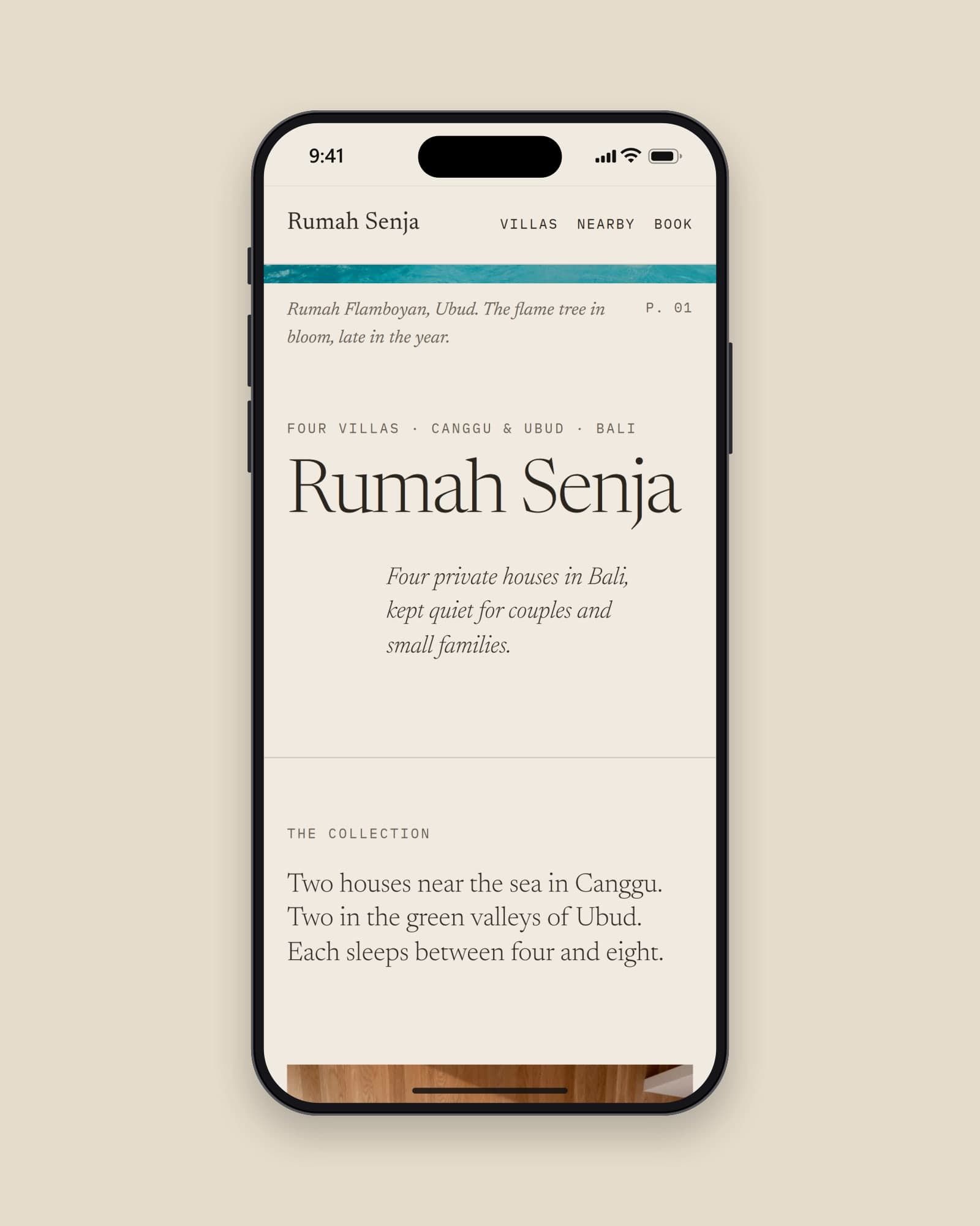 Rumah Senja, home page on a phone