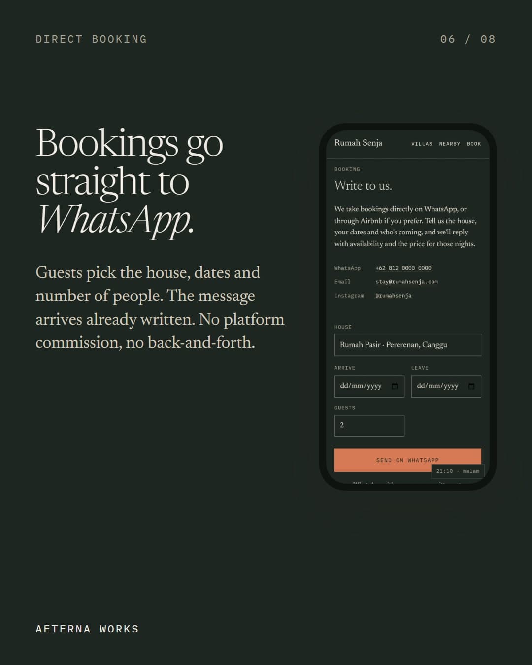 Rumah Senja, instagram carousel, the direct booking slide