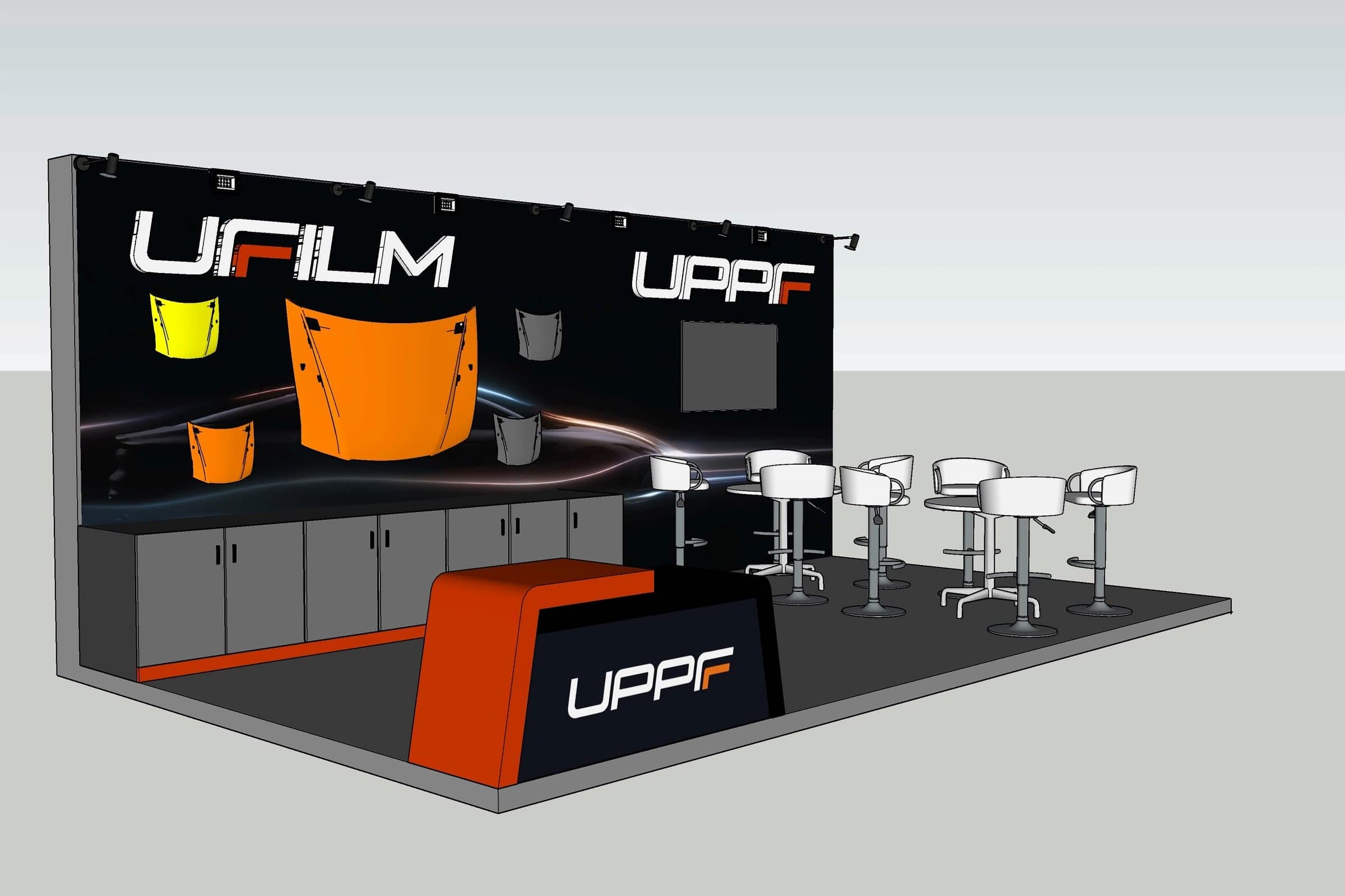 UPPF Booth, 3D model from the corner