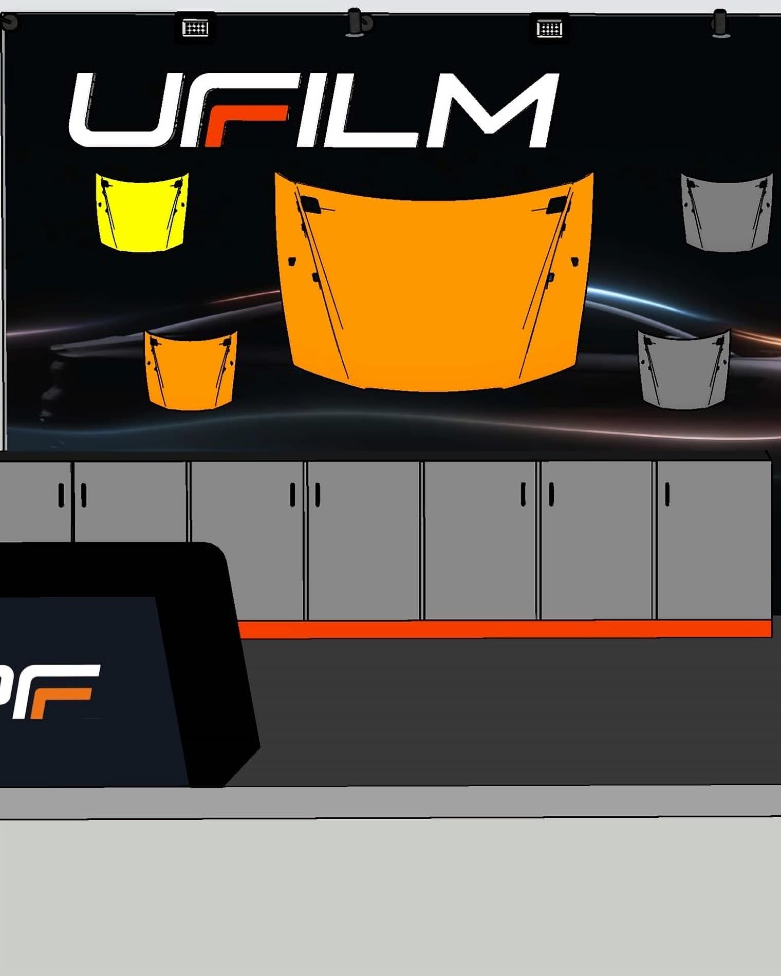 UPPF Booth, hood samples under the UFILM letters